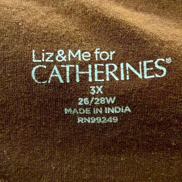 LIZ & ME for CATHERINES BROWN BEADED NECK SLEEVELESS TEE.BROWN IN PLUS SZ 3X EUC - Picture 3 of 10